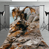 Aperturee - Aperturee Coast Rocks Welsh Dragon Natural Scene Sweep Backdrop